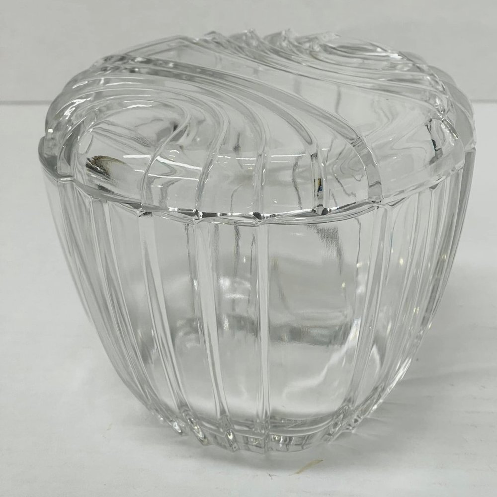 Vintage Candy Dish 1950's Jeannette Clear Glass Ribbed Bowl With Lid Cut Glass~~